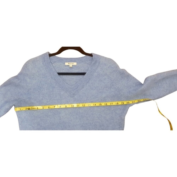 Madewell Ginny V-Neck Sweater Pullover Alpaca Blend Blue Heather Oasis NWT - Picture 8 of 10